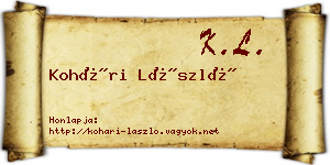 Kohári László névjegykártya